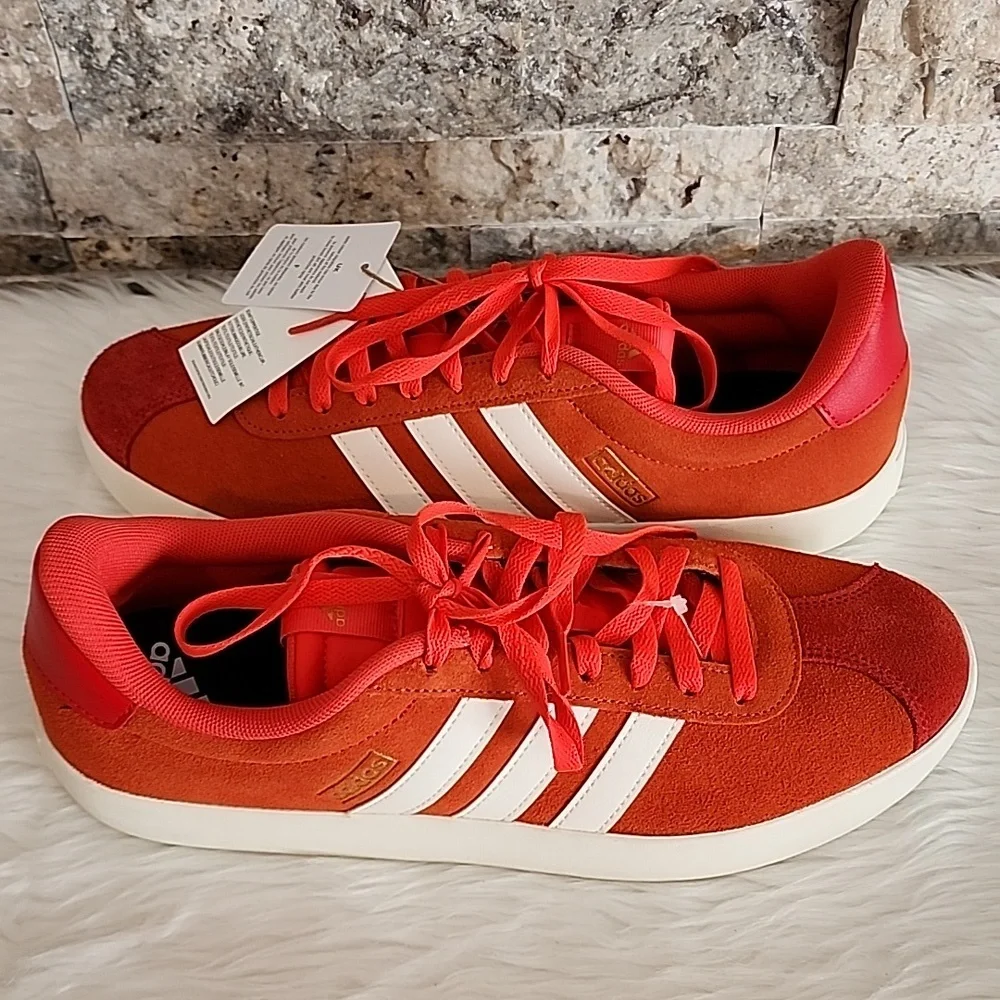 Adidas VL Court 3.0 Orange / Red and White Sneakers Brand New